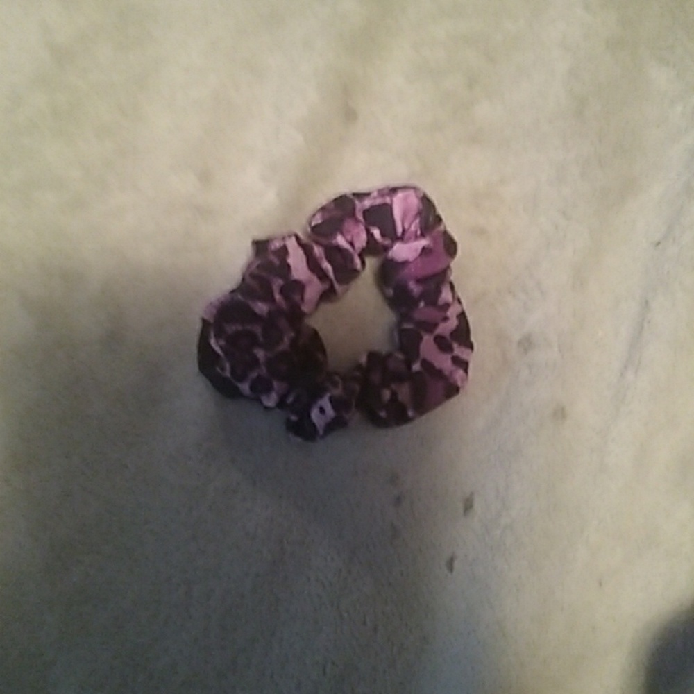 A purple leapord print scrunchie